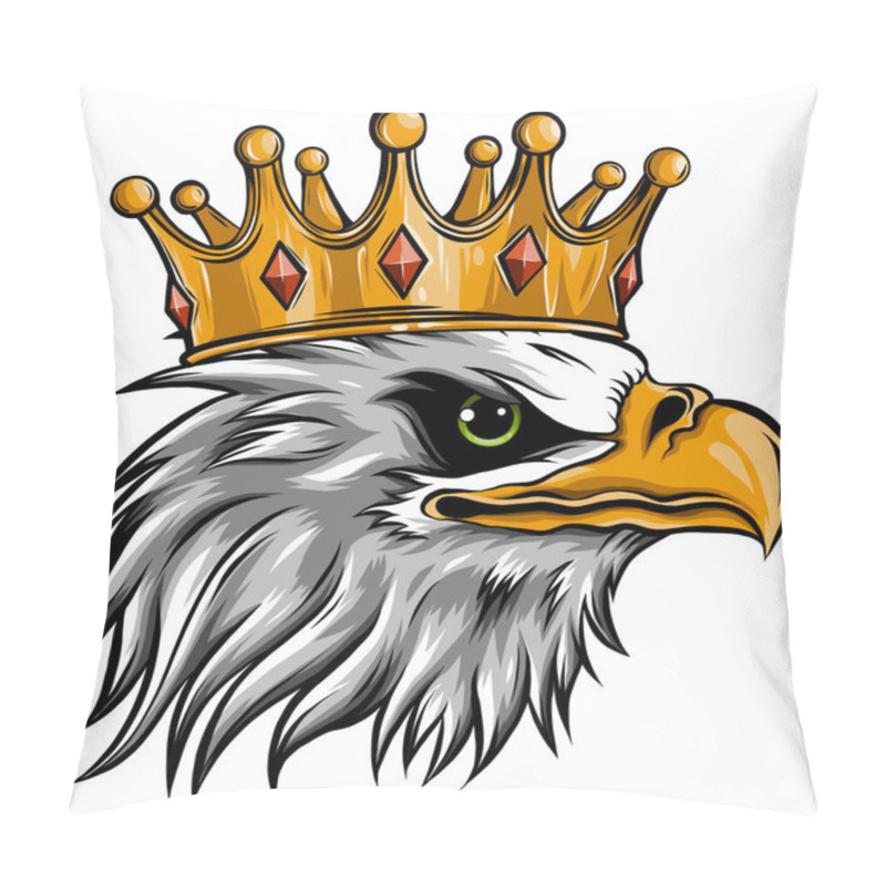 Personality  The Vector Logo Queen Of Eagles. Cute Crown Print Style Eagle Of Background. Pillow Covers