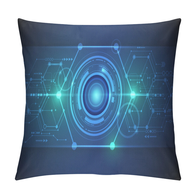 Personality  Vector Abstract Futuristic Eyeball On Circuit Board Pillow Covers