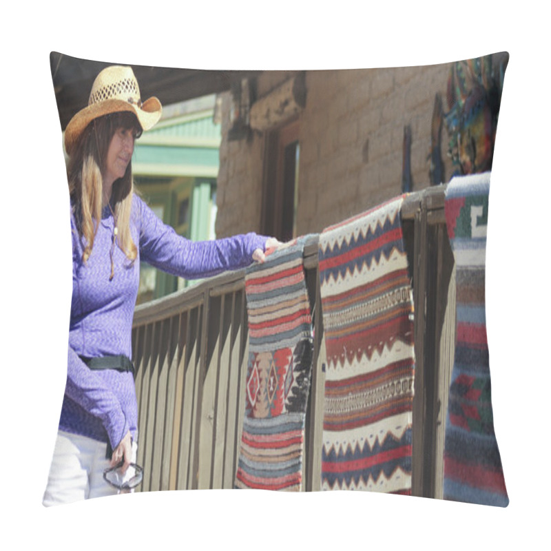 Personality  A Beautiful Cowgirl Shops For Indian Blankets Pillow Covers