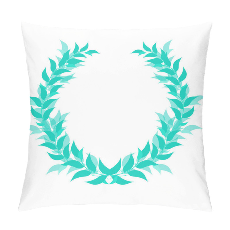 Personality  Laurel Vein, Honorary Award, Sports Champion Competition Winner Prize, Victory Symbol, Emblem, Badge, Icon, Trophy. A Separate Object Of Green Color From Branches And Leaves On A White Background Pillow Covers