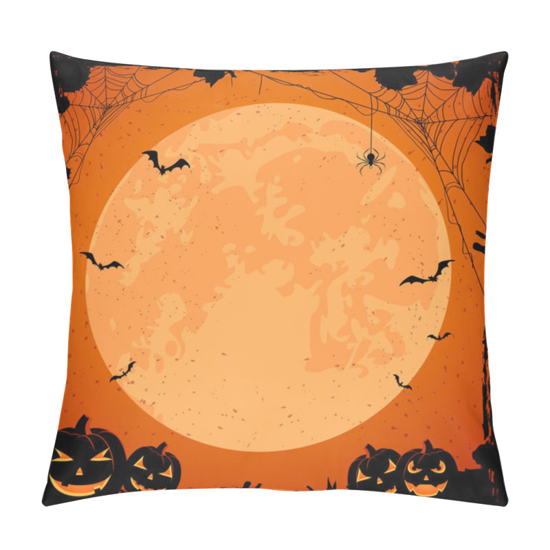 Personality  Halloween Background With Moon And Pumpkins Pillow Covers