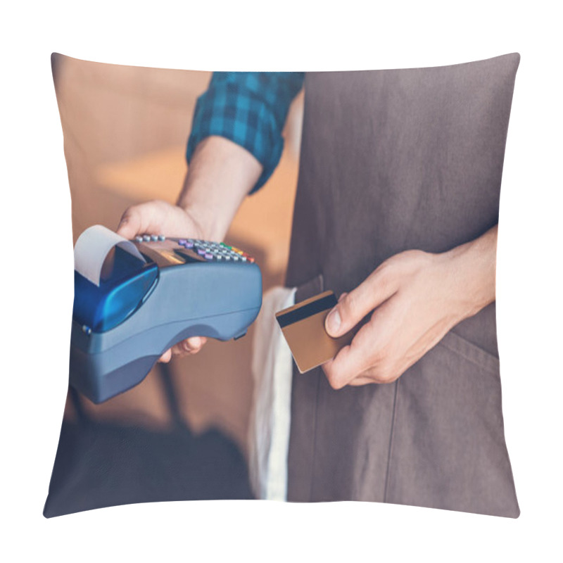 Personality  Barista With Credit Card And Cardkey Reader Pillow Covers