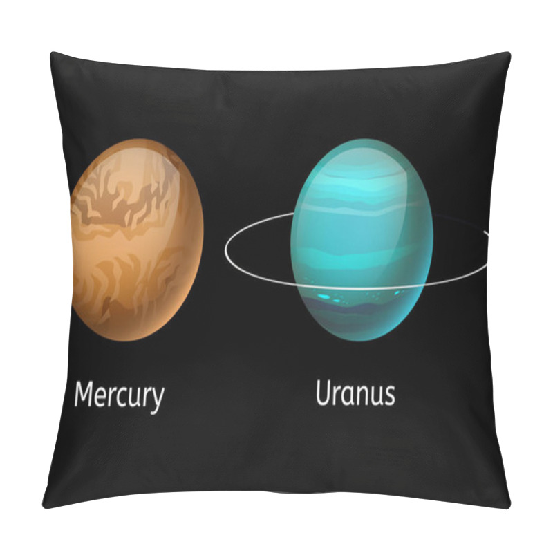 Personality  High Quality Mercury Galaxy Astronomy Uranus Planet Science Globe Cosmos Star Vector Illustration. Pillow Covers