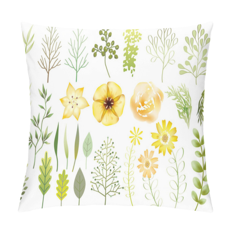 Personality  Set Of Botanical Elements Isolated On A White Background. Pillow Covers