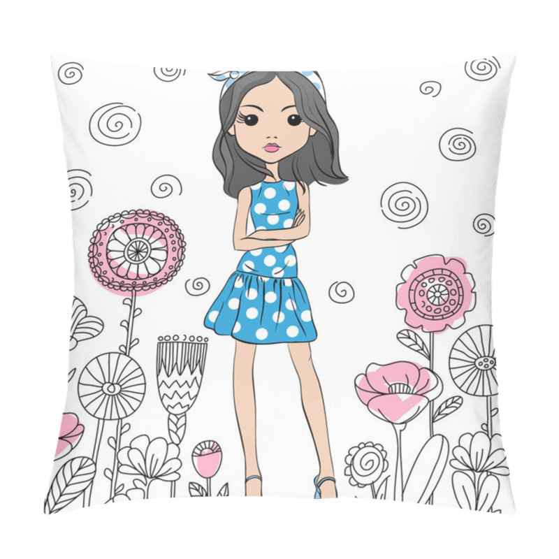 Personality  Vector Fashion Cute Happy Girl Pillow Covers