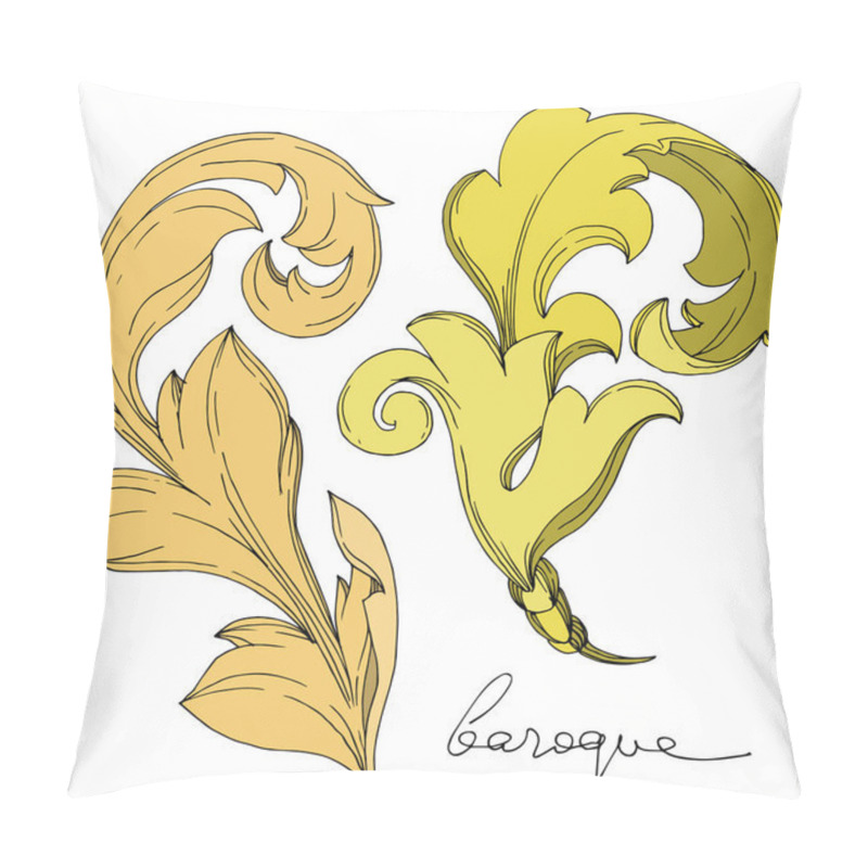 Personality  Vector Golden Monogram Floral Ornament. Black And White Engraved Ink Art. Isolated Ornament Illustration Element Pillow Covers