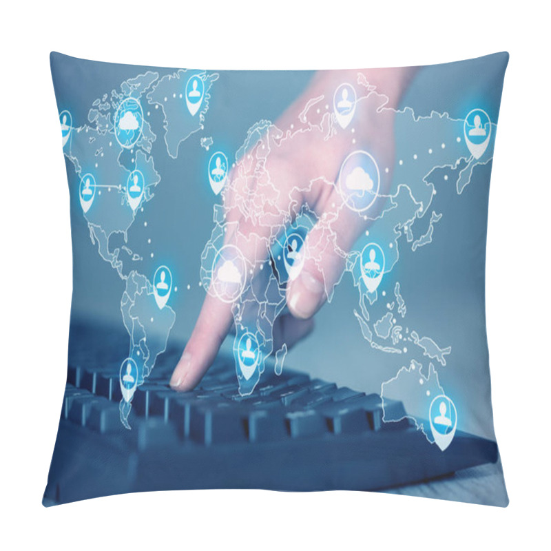 Personality  Keyboard With High Tech User Map Icons Pillow Covers