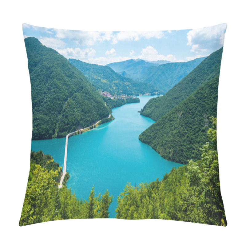 Personality  Aerial View Of Road Above Piva Lake (Pivsko Jezero) In Montenegro Pillow Covers