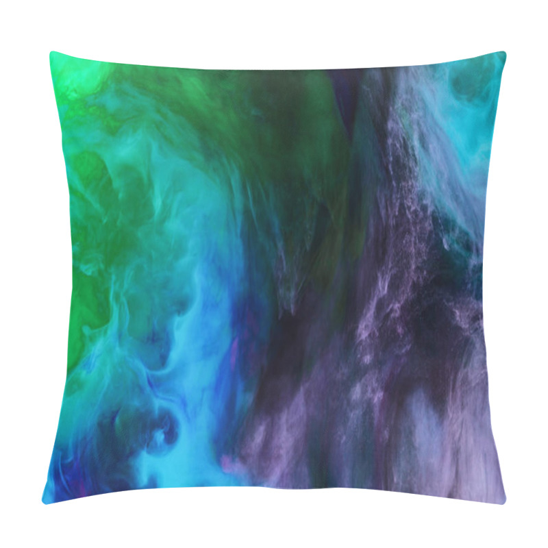 Personality  Creative Background With Blue, Purple And Green Paint Swirls Looks Like Space Pillow Covers