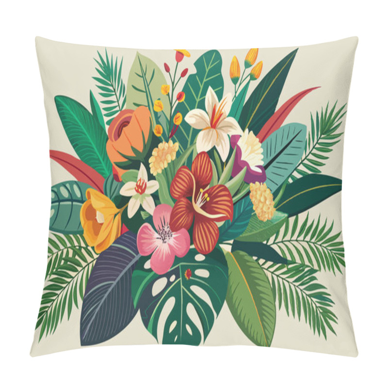 Personality  Vibrant Tropical Luxurious Flower Bouquet Vector Illustration Design Pillow Covers