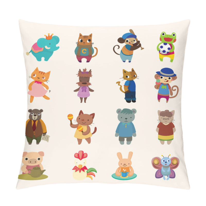 Personality  Set Of 16 Cute Animal Icons Pillow Covers