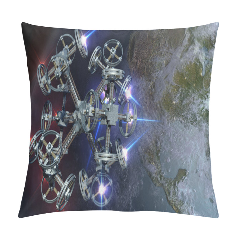 Personality  3D Illustration Of Alien Spaceship Pillow Covers