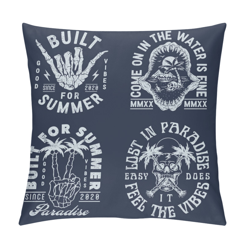 Personality  Retro Edgy Summer Beach Print Set. For T-shirts And Other Uses. Pillow Covers