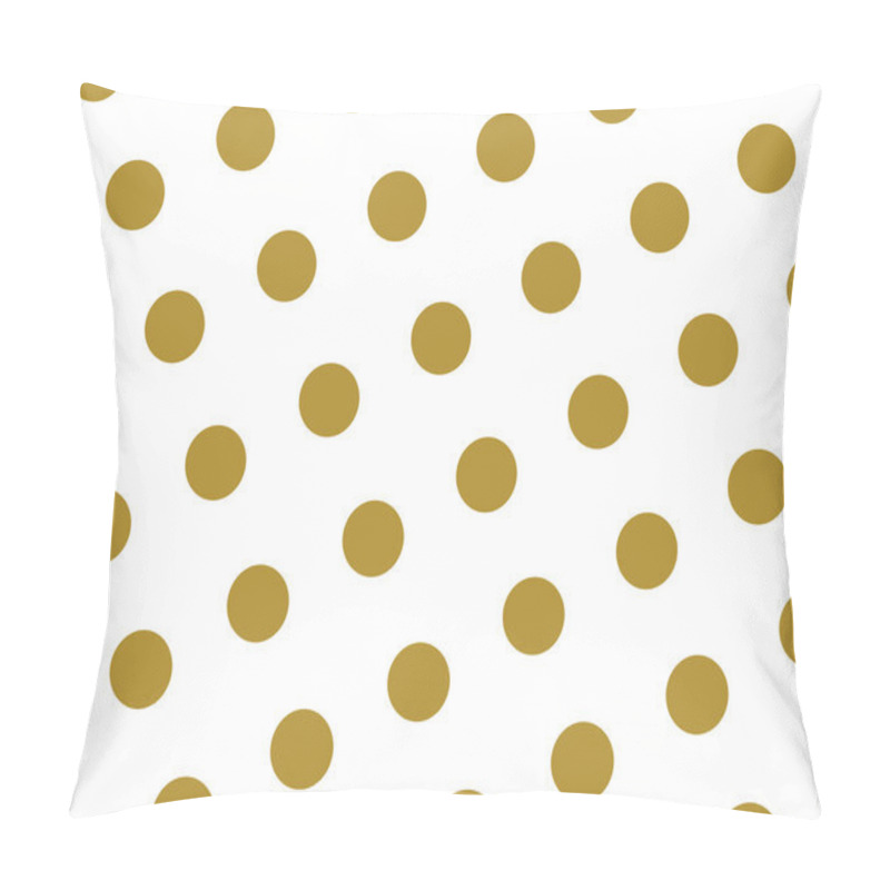 Personality  Seamless Polka Dots Wallpaper Background In Gold And White. Classic Fashion Vector Backdrop. Pillow Covers