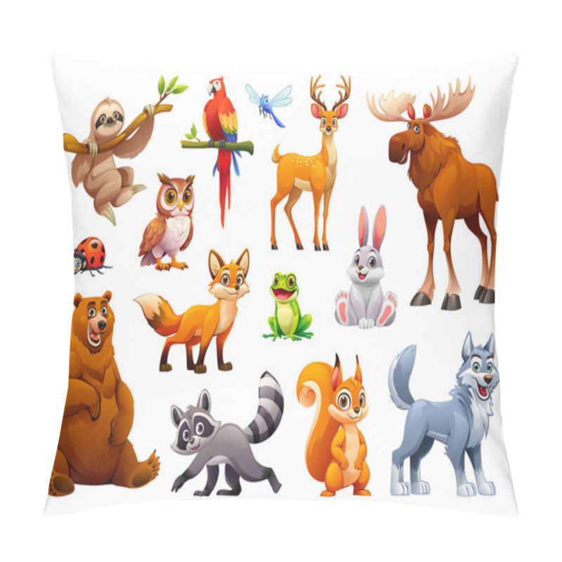 Personality  Set Of Forest Animals. Woodland Animals Collection Vector Cartoon Illustration Pillow Covers