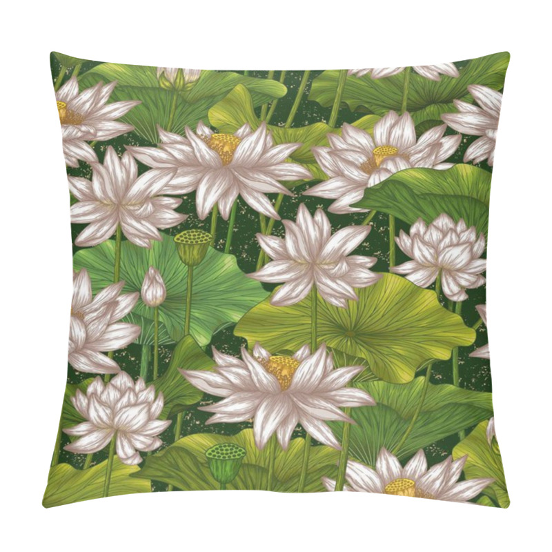 Personality   Seamless Vector Pattern Of Lotus Flowers Pillow Covers