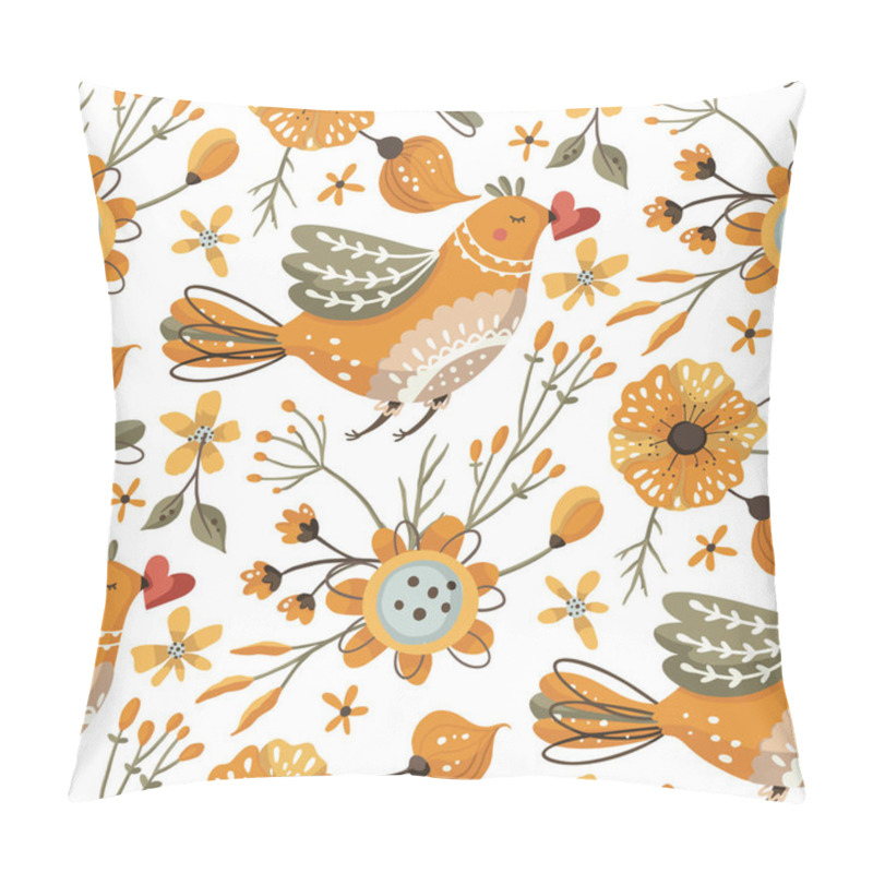 Personality  Bird And Flower Seamless Vector Pattern. Pillow Covers