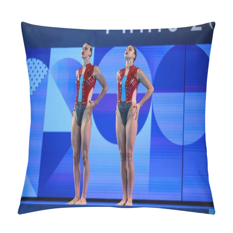 Personality  PARIS, FRANCE - 9 AUGUST, 2024: OZHOGINA OZHOGIN Alisa, TIO CASAS Iris, The Artistic Swimming, Duet, Technical Routine, Artistic Swimming, Duet, Technical Routine, The Paris 2024 Olympic Games At Aquatics Centre Pillow Covers