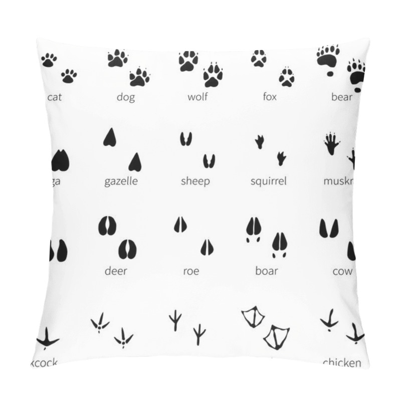 Personality  Set Of 20 Animal Footprints Icon Pillow Covers