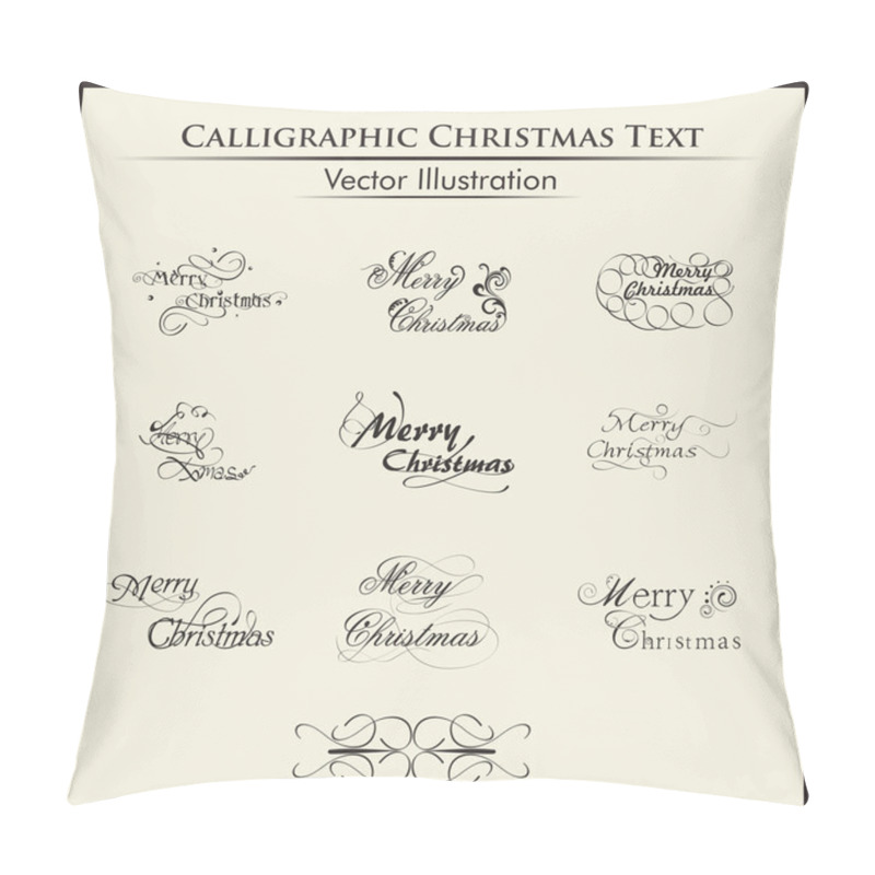 Personality  Typographic Set Of Nine Styles Text For Merry Chirstmas. Pillow Covers