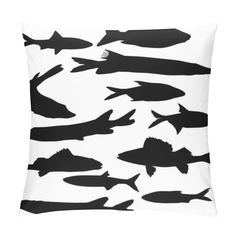 Personality  Set Of Twelve Fish Silhouettes Pillow Covers