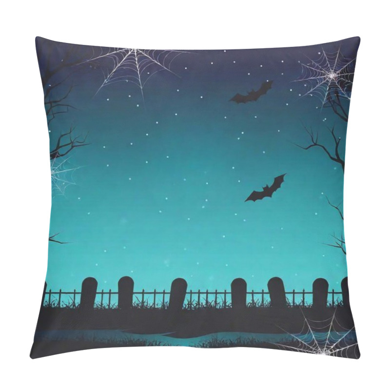 Personality  Halloween Party Poster Featuring Cobwebs And Dark Silhouettes Illuminated By Glow Effects. Pillow Covers