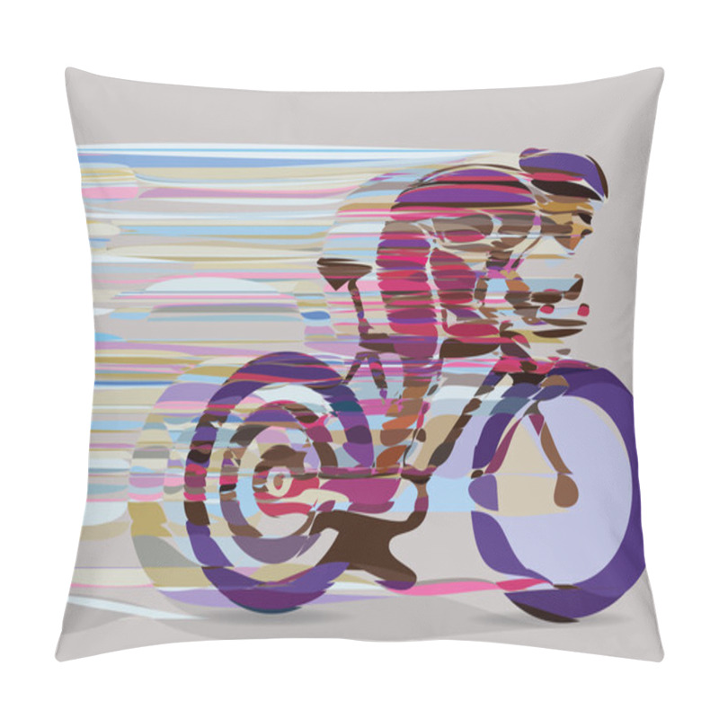 Personality  Artistic Stylized Racing Cyclist In Motion. Pillow Covers