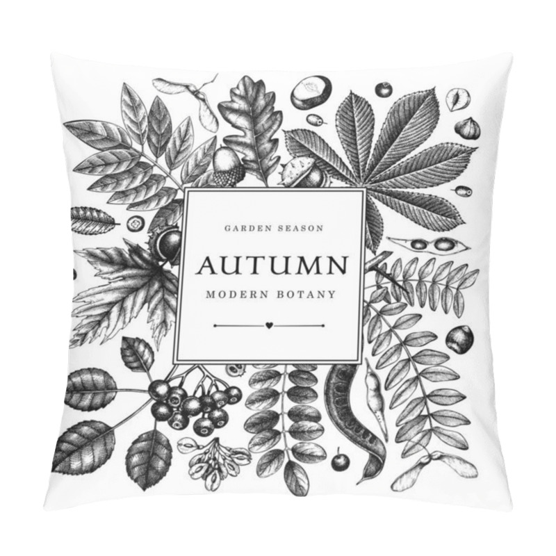 Personality  Hand Sketched Autumn Leaves Design. Elegant Botanical Template With Autumn Leaves, Berries, Seeds, Forest Plants Sketches. Perfect For Invitation, Greeting Cards, Flyers, Menu, Label, Packaging.  Pillow Covers