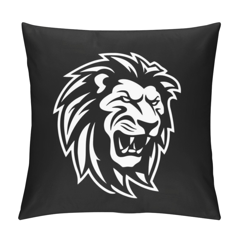 Personality  Lion - Black And White Vector Illustration Pillow Covers