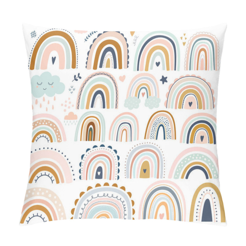 Personality  Decorative Abstract Art Collection With Modern Rainbows. Hand-drawn Modern Vector Illustration. Trendy Colorful Fresh Summer Decorative Collection Pillow Covers