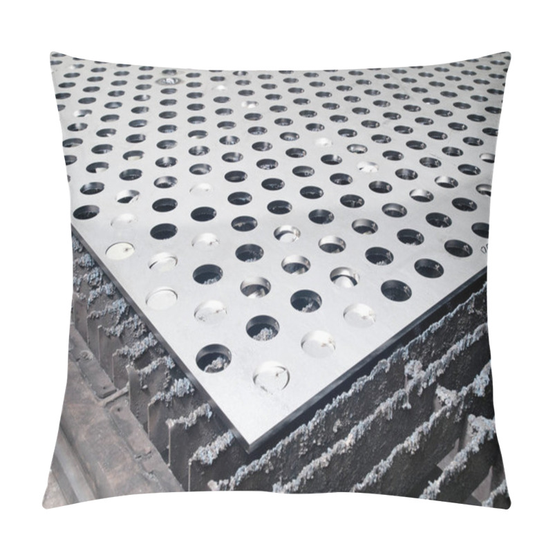 Personality  Futuristic Stainless Steel Metal, Laser Cutout On A Rustic Background Pillow Covers