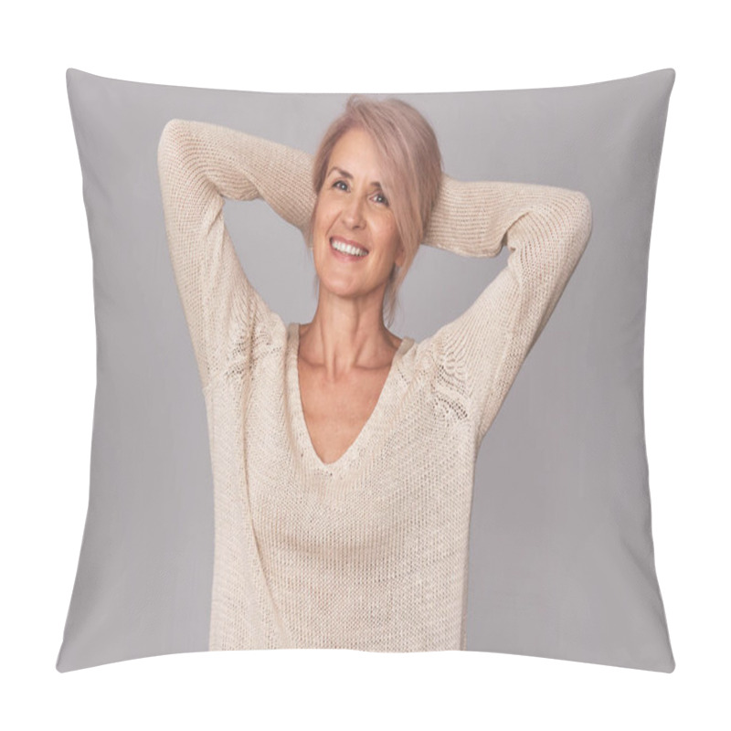 Personality  Portrait Of Beautiful Mature Woman Pillow Covers