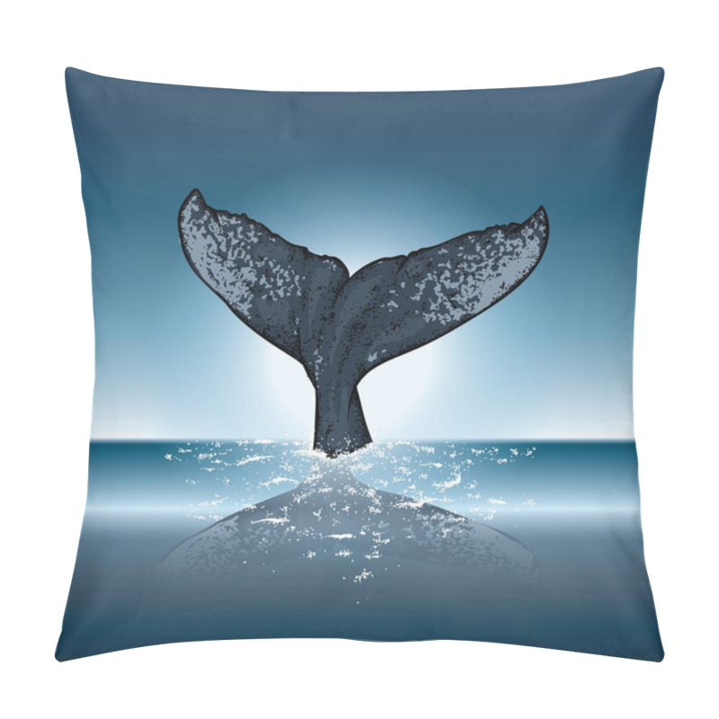 Personality  A Whale Diving Into The Water. Vector Illustration For A Postcard Or A Poster, Print For Clothes. Sea And Ocean. Pillow Covers