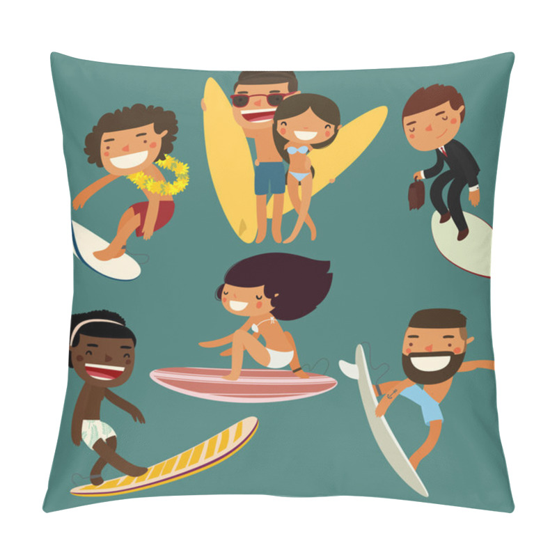 Personality  Surfing Character Set. Pillow Covers