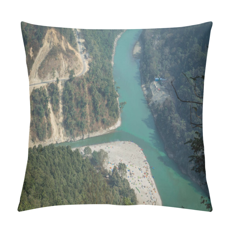 Personality  Aerial View Of Triveni Sangam Where Two Important Rivers Of North Bengal Teesta And Rangit Meet And Make It A Popular Destination For Tourists Pillow Covers