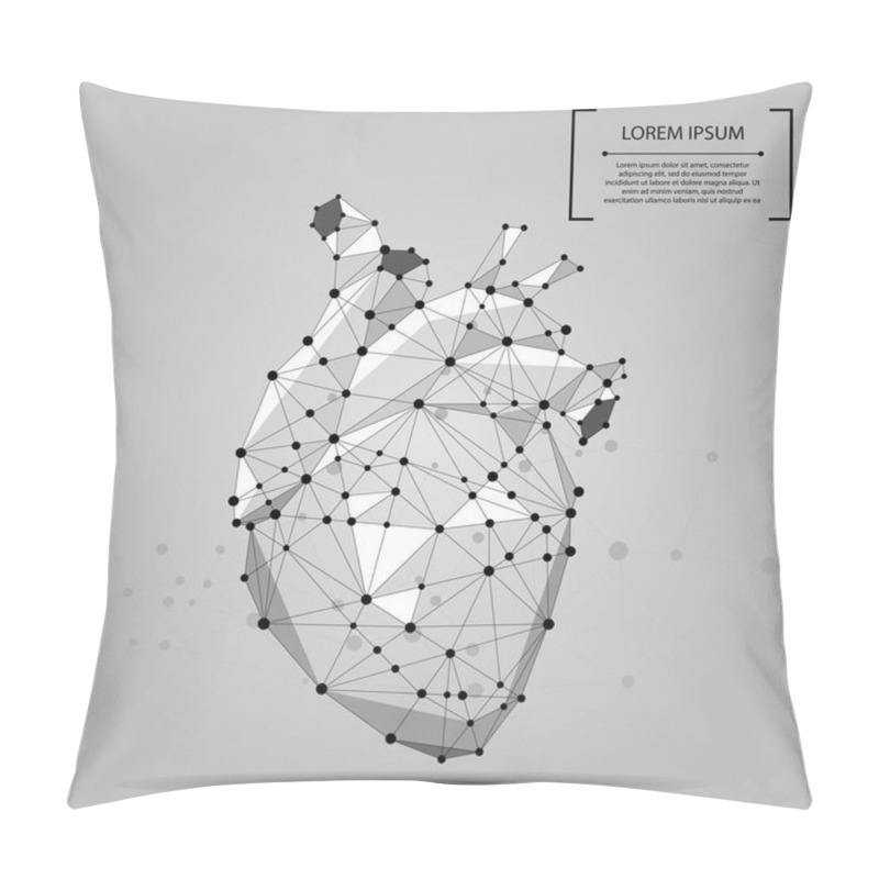 Personality  Abstract Polygonal Line And Point Human Heart Internal Organ. Vector Medicine Concept Mash Illustration. Pillow Covers