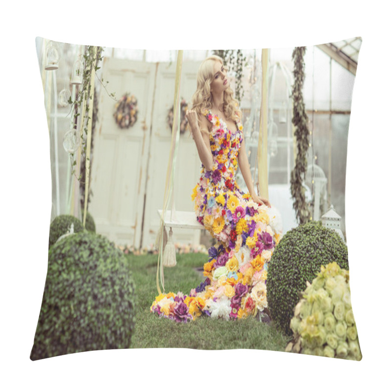 Personality  Fashion Lady In Flower Dress Pillow Covers