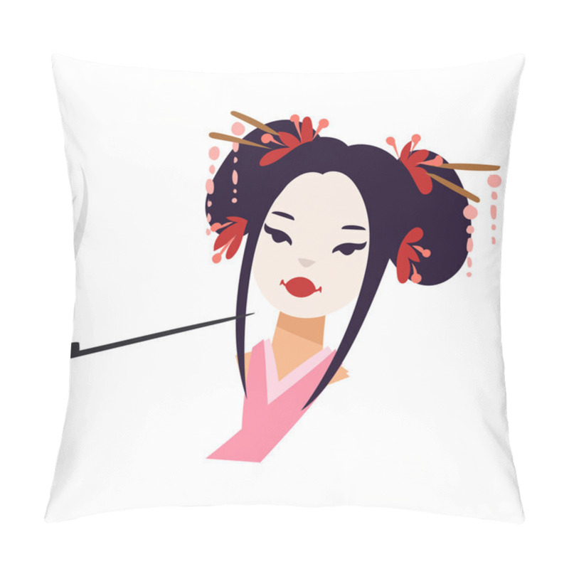 Personality  Vector Japanese Geisha Girl Pillow Covers