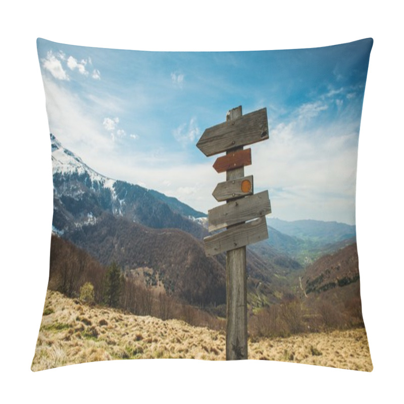 Personality  Hiking Trails Signs In A Mountains Pillow Covers