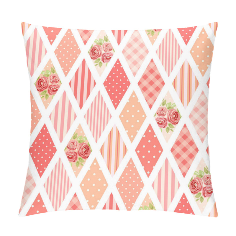 Personality  Red Pattern In Rhombus Shapes With Flowers Pillow Covers