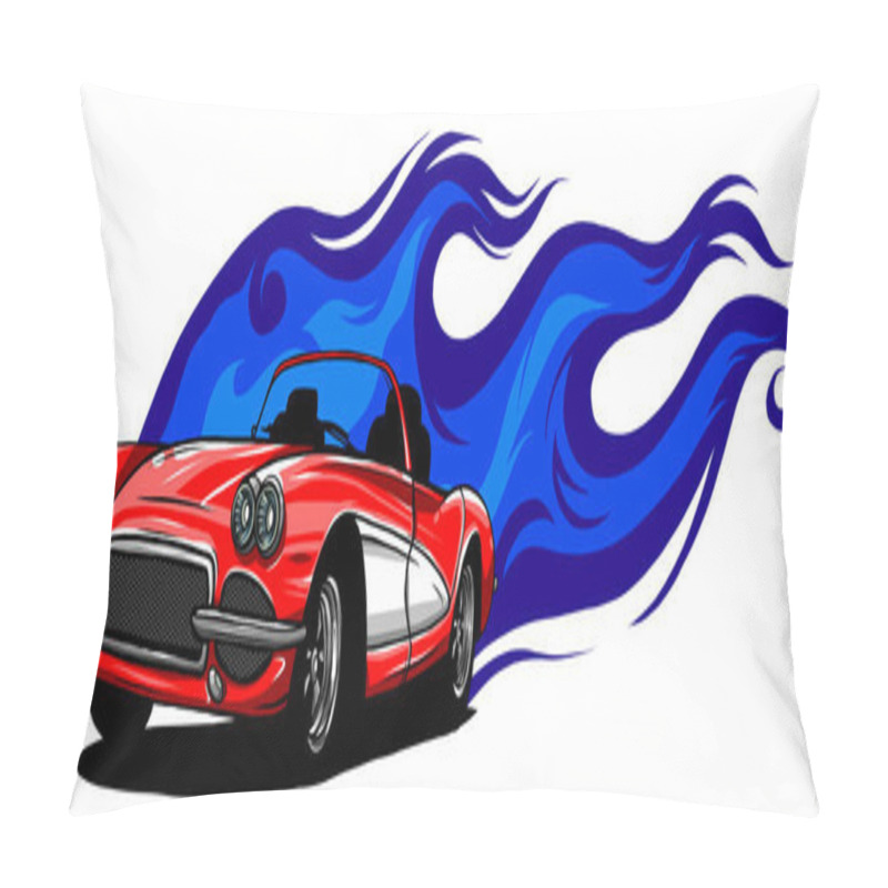 Personality  Sports Car Emblem With Fire Flames. Textile Prints, Vinyl Stickers And Decals For Auto. Pillow Covers