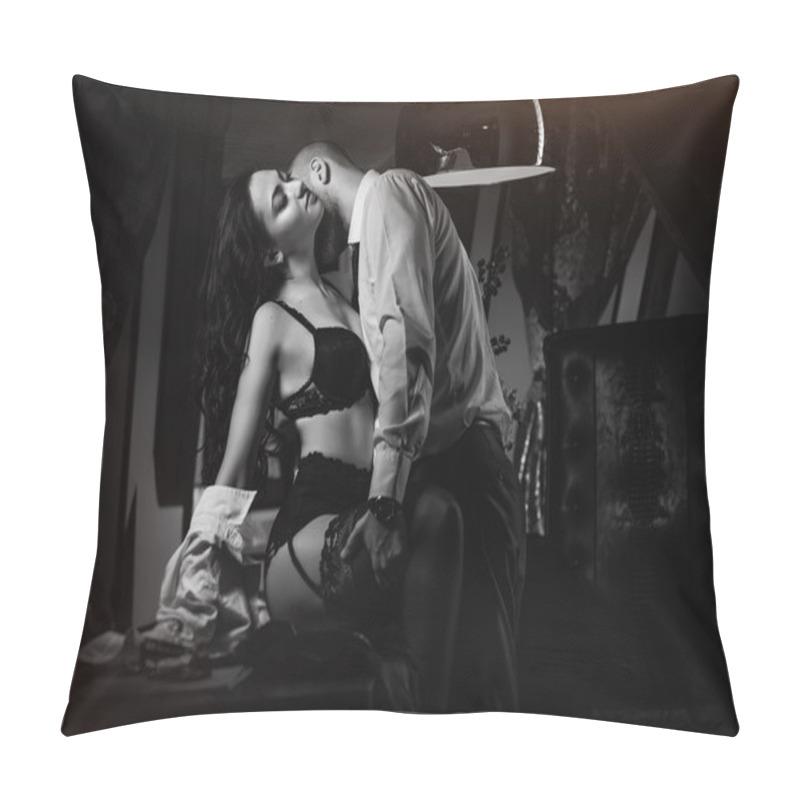 Personality  Couple Indoors. Office Romance Concept. Pillow Covers