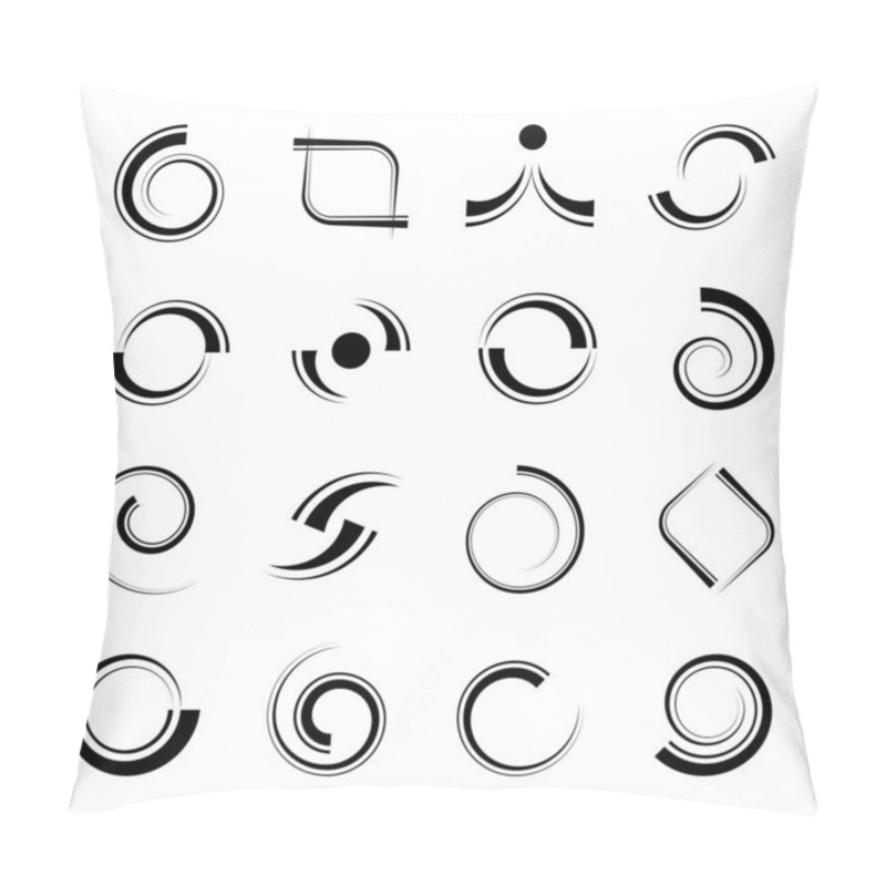 Personality  Abstract Spiral Icons. Design Elements Set. Vector Art. Pillow Covers