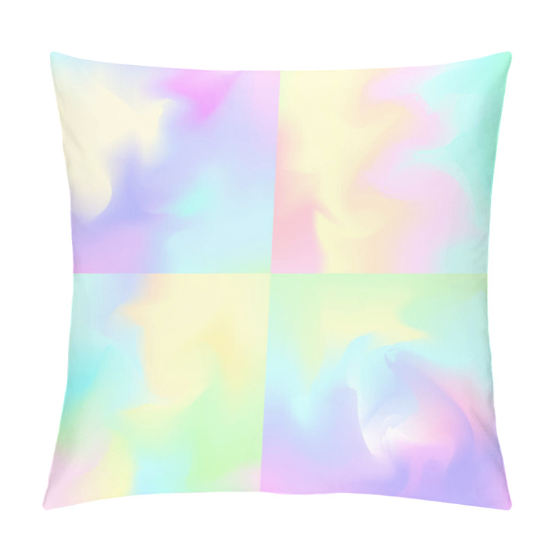 Personality  Set Of 4 Pastel Rainbow Backgrounds, Hologram Inspired Abstract  Pillow Covers