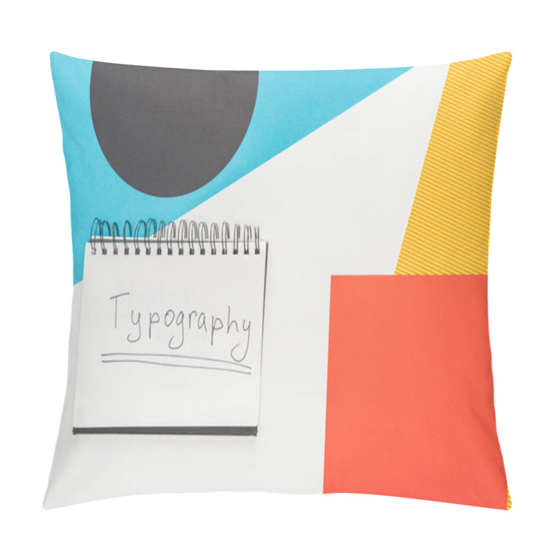 Personality  Top View Of Notebook With Typography Lettering On Abstract Geometric Background Pillow Covers