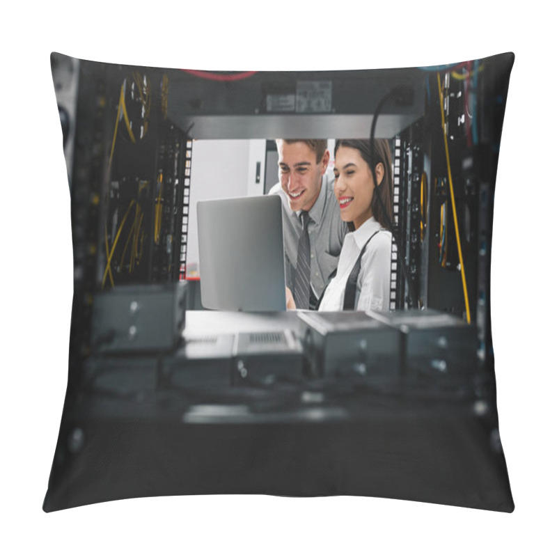 Personality  Two IT Engineers In Data Center, Server Room Pillow Covers