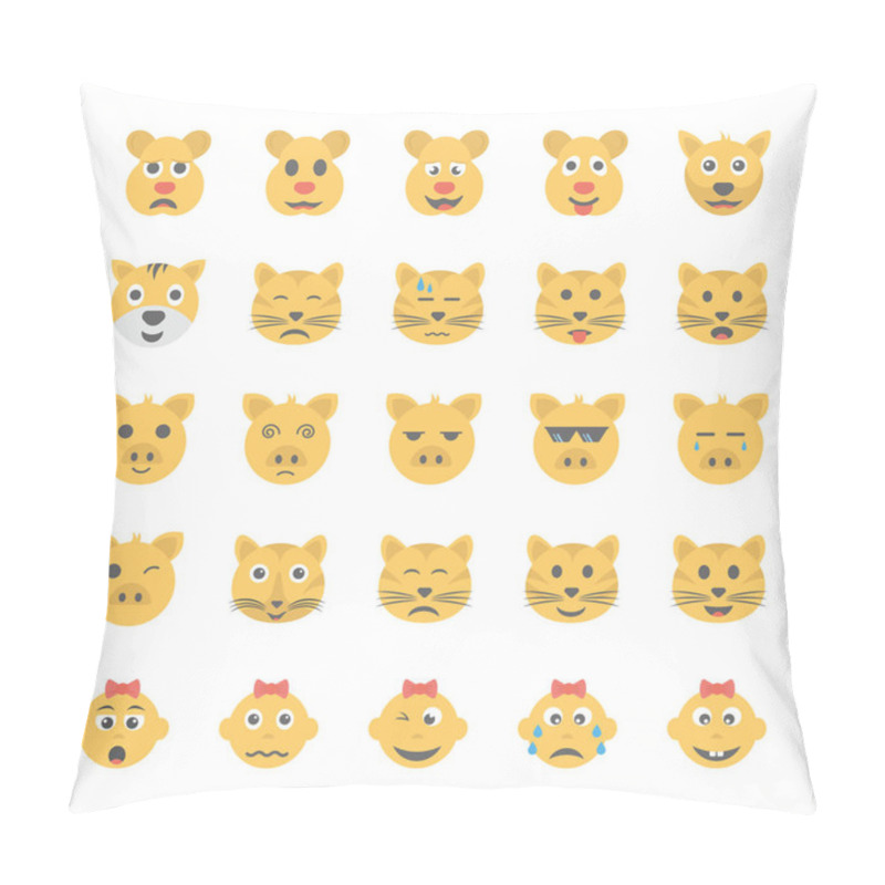 Personality  Smiley Flat Icons Set 39 Pillow Covers