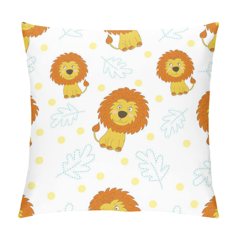 Personality  Cute Little Lion Cartoon Style. Vector Pattern Pillow Covers