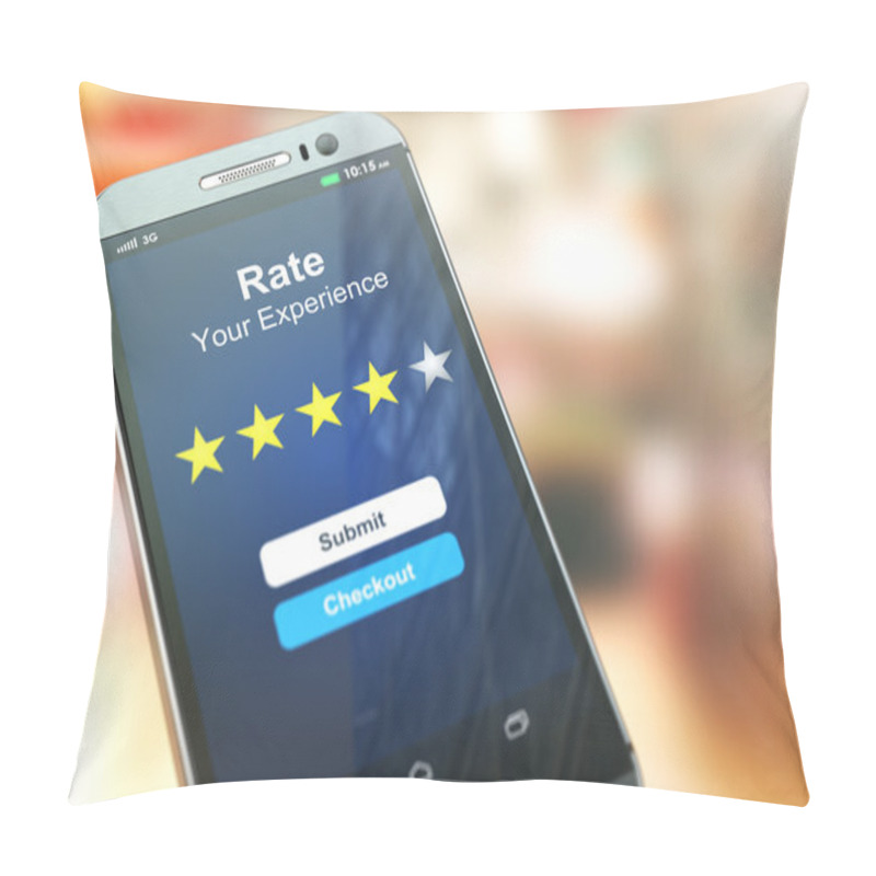 Personality  Smartphone Or Mobile Phone With Text Rate Your Experience On The Pillow Covers