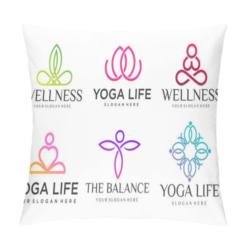 Personality  Collection Of Yoga,Zen And Meditation Logos,linear Icons And Elements.style Minimalist.Vector Design Pillow Covers